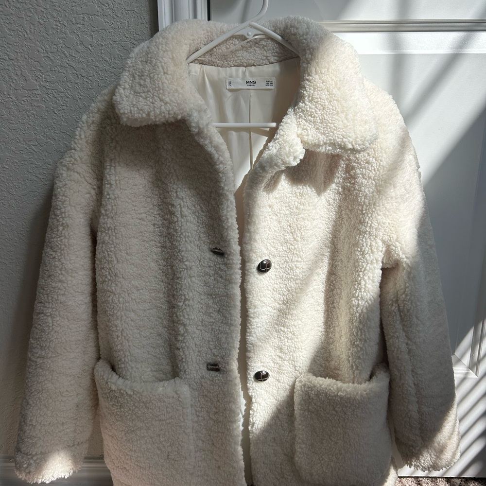 Mango Faux Shearling Teddy Coat Size XXS